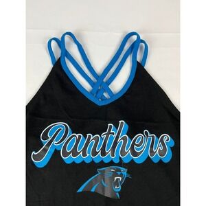 Fanatics Carolina Panthers Womens Tank Top Black Blue Strap V-Neck Size M